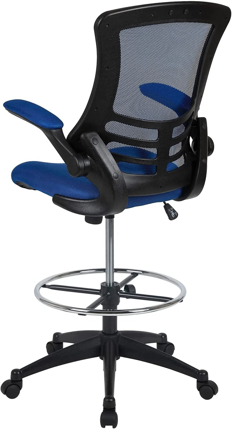Blue Mesh Drafting Chair with Adjustable Footrest-4