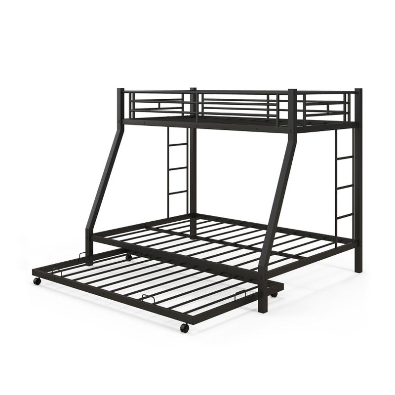 Twin over Full Bunk Bed Frame with Trundle for Guest Room-5
