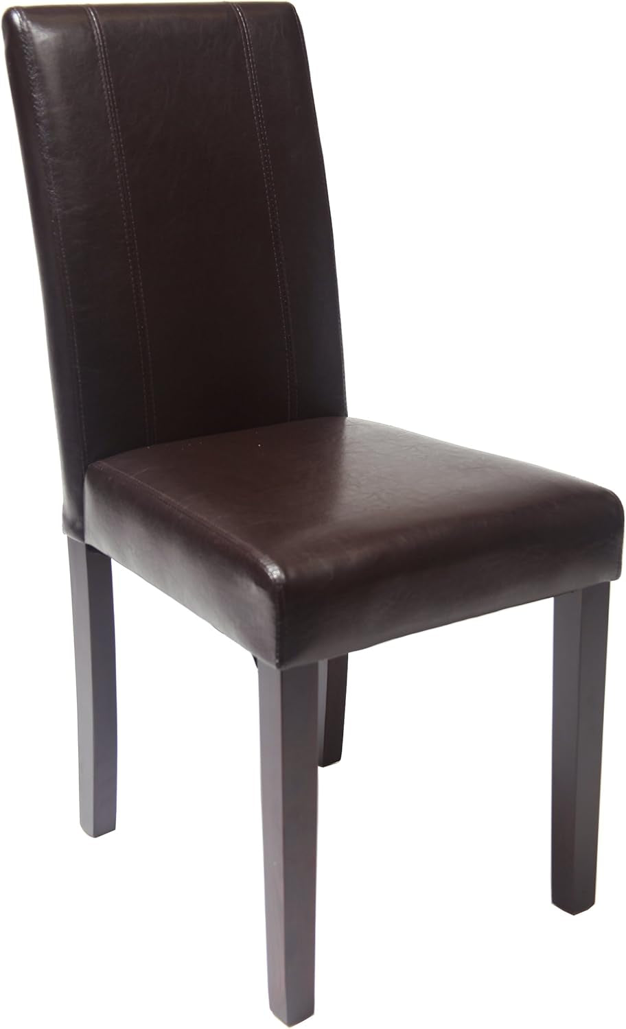C020BR Urban Style Solid Wood Leatherette Padded Parson Chair, Brown, Set of 2-4