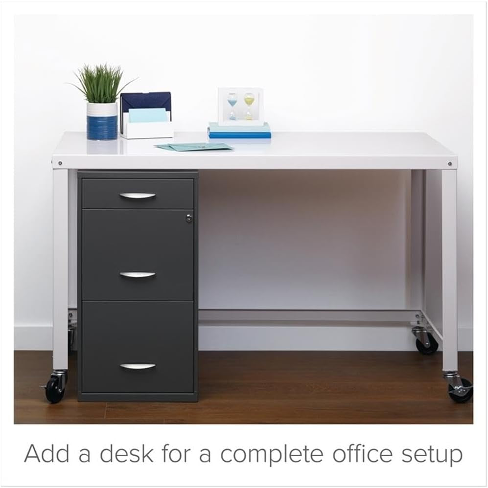 3 Drawers 27.32" Vertical Charcoal Metal Filing Cabinet Lockable Pre-Assembled Stationary Letter Size for Home, Office-3