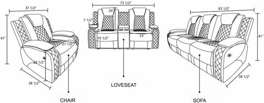 Electric Power Recliner Sofa Living Room Furniture, Comfy Home Theater Breathing Leather Seating with USB 2.0 Charging Ports, LED Light Strips, Fold-Down Table & Wireless Charging Device (Red)-1