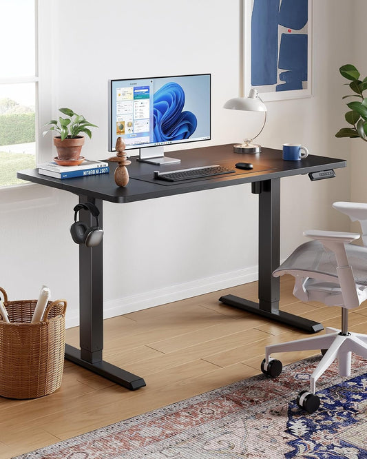 48" X 24" Electric Standing Desk Adjustable Height, 4 Memory Height Settings, Headphone Hook, Cable Manager, Sit Stand up Desk for Home Office & Computer Workstation, Black-1