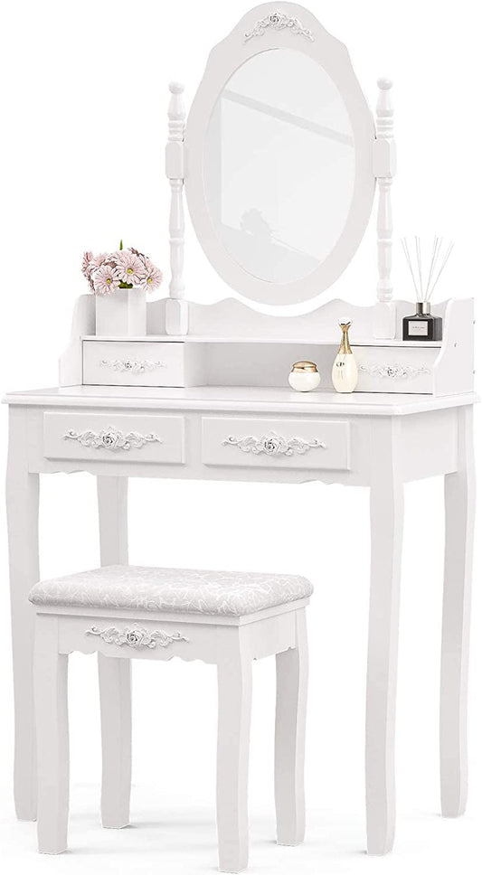 White Bedroom Makeup Table Set-1
