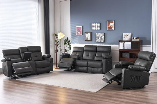 Recliner Sofa Sets for Living Room, 3 Pieces Recliner Furniture Sofa Set, Power Recliner Sofa, Loveseat, Recliner, Power Recliner Sofa Set for Living Room Furniture Set-1
