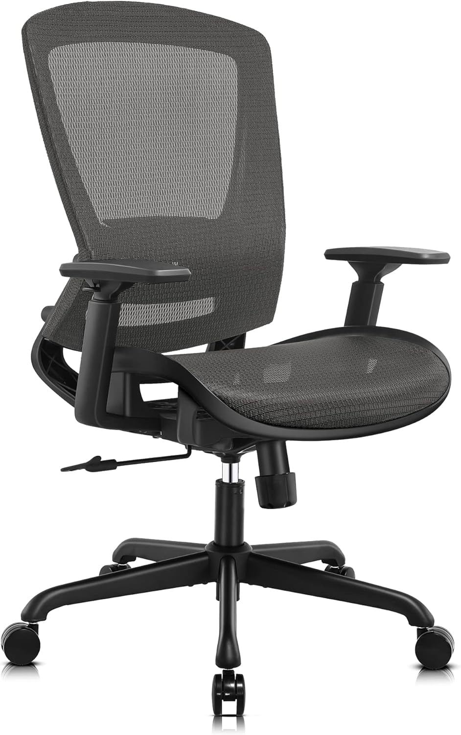 Mesh Office Chair,Ergonomic Computer Desk Chair,Sturdy Task Chair- Adjustable Lumbar Support & Armrests,Tilt Function,Comfort Wide Seat,Swivel Home Office Chair (Grey)-0