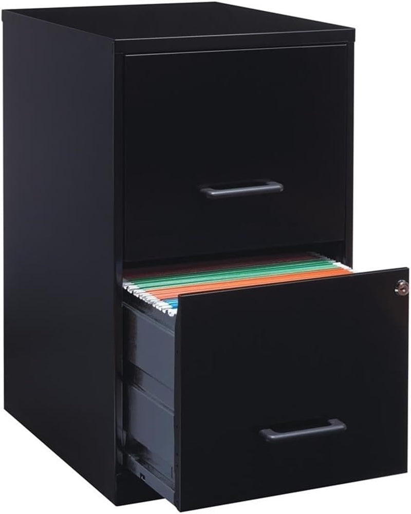 Metal 2 Drawer Letter File Cabinet in Black-4
