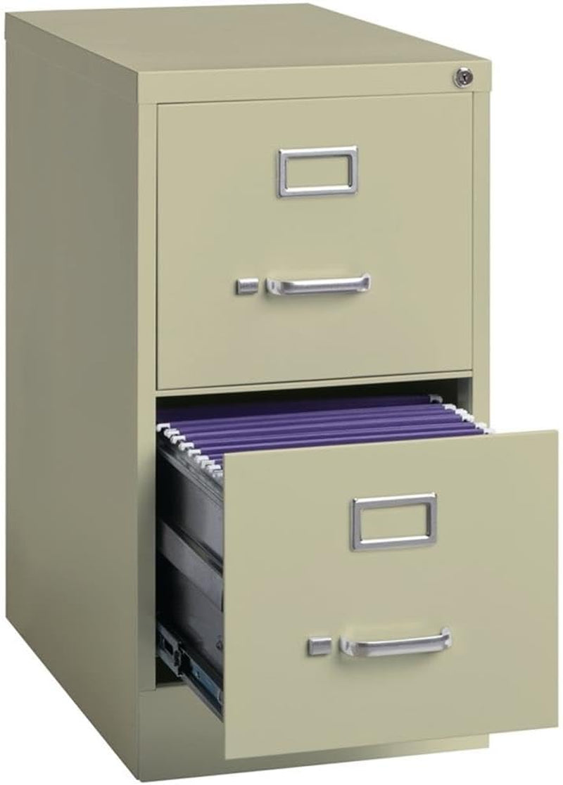 2 Drawers 28.38" Vertical Beige Metal Filing Cabinet Lockable Pre-Assembled Stationary Letter Size for Home, Office-3