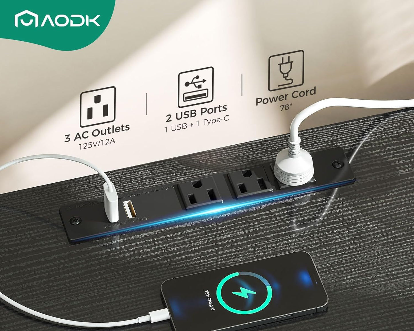 Dark Grey Dresser with Charging Station-4