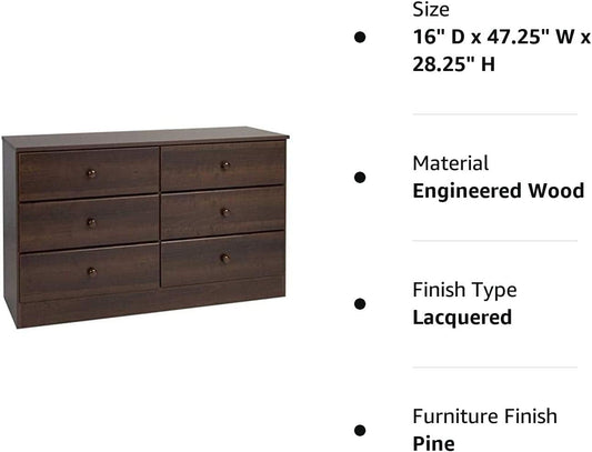 Astrid 6-Drawer Double Dresser, Espresso-1