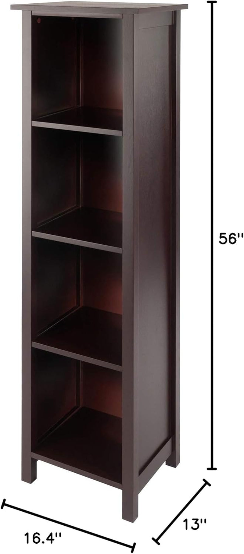 Milan Solid/Composite Wood 5-Tier Tall Storage Shelf or Bookcase, Antique Walnut (94416)-2