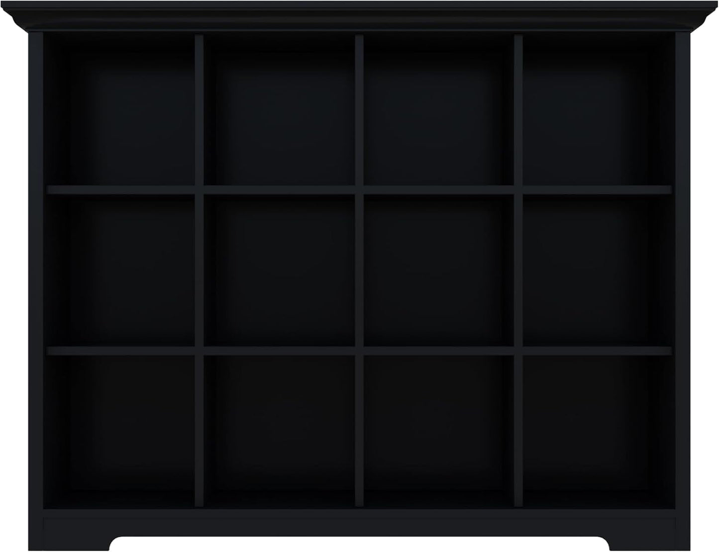 Cube Storage Bookcase with Base - Wooden 3 Tiers Floor Standing Open Shelf Cabinet for Home and Office, 12-Cube Lattice Bookshelf, Black-4