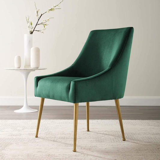 Discern Upholstered Performance Velvet Dining Chair, Green-1