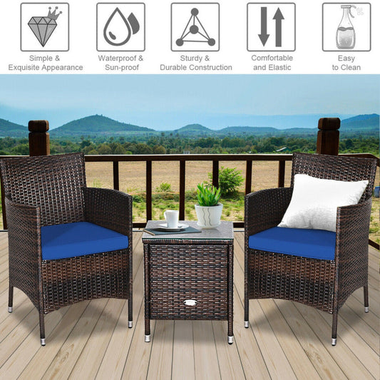 3 Pieces Ergonomic Wicker Patio Conversation Set-1