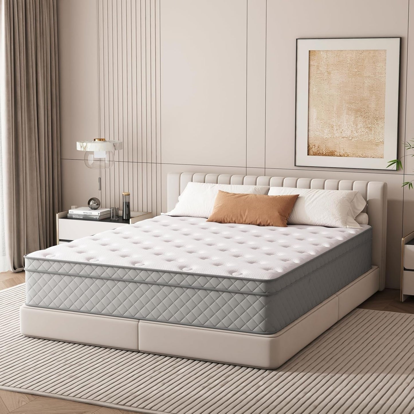 Queen Hybrid Mattress Cooling Gel, Medium-Firm, 12"-1