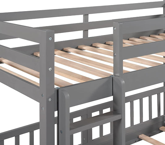 Gray Twin Bunk Bed with Slide and Ladder-1