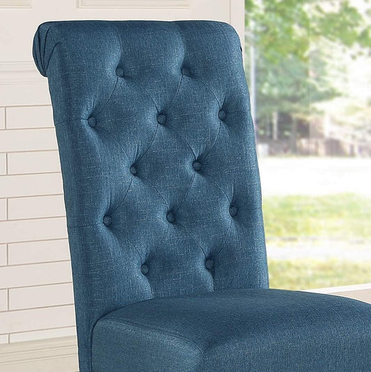 Leviton Solid Wood Tufted Parsons Dining Chairs, Set of 2, Blue-1