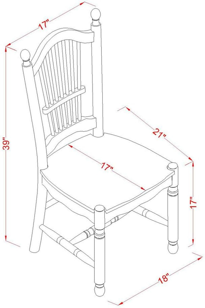 DOC-BCH-W Dover Dining Chairs - Slat Back Wood Seat Kitchen Chairs, Set of 2, Black & Cherry-2