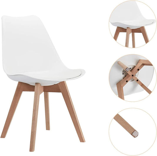 White Padded Shell Dining Chairs-1