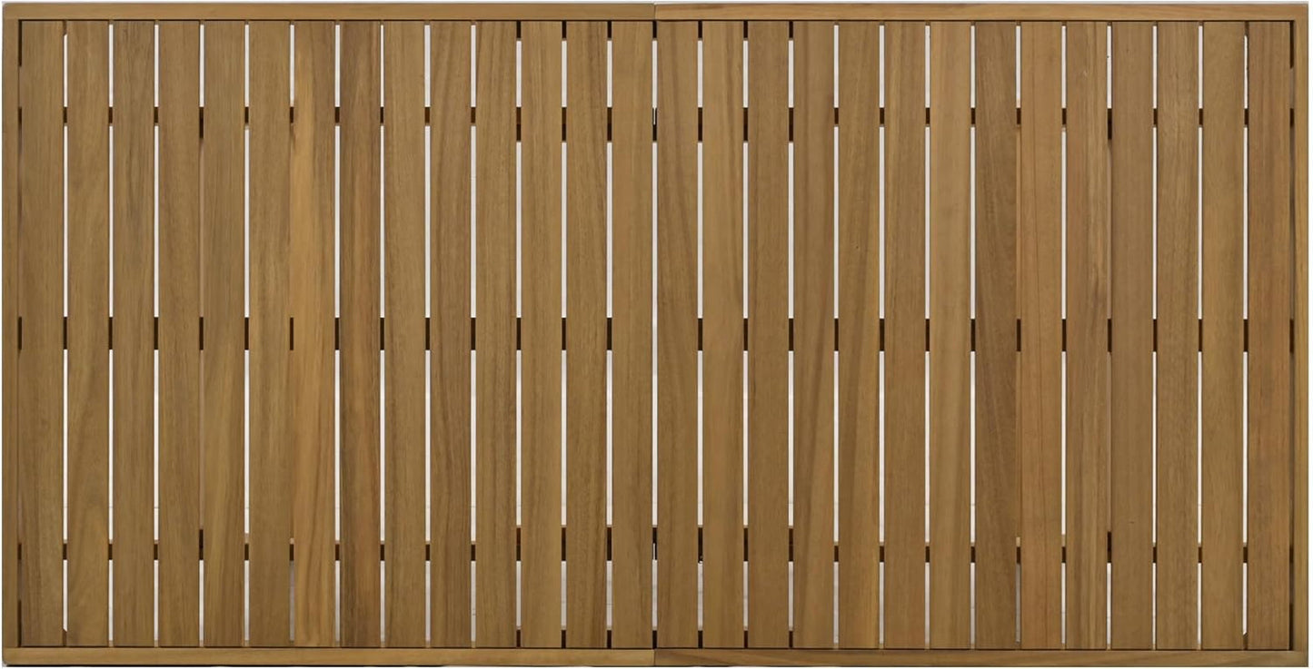Wood Outdoor Dining Table Set for 4,All Weather Patio Chairs with Soft Cushions and Jute Rope Knitted Back-3