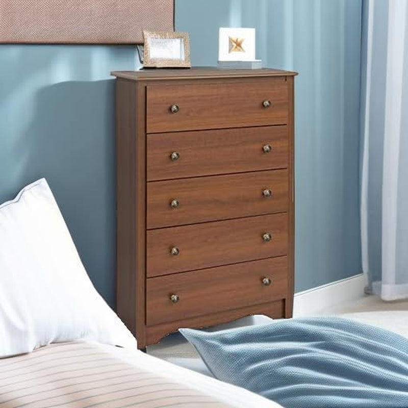 Sonoma Traditional 5-Drawer Tall Dresser for Bedroom, Functional Bedroom Dresser Chest of Drawers 17.75" D X 31.5" W X 44.75" H, Cherry-4