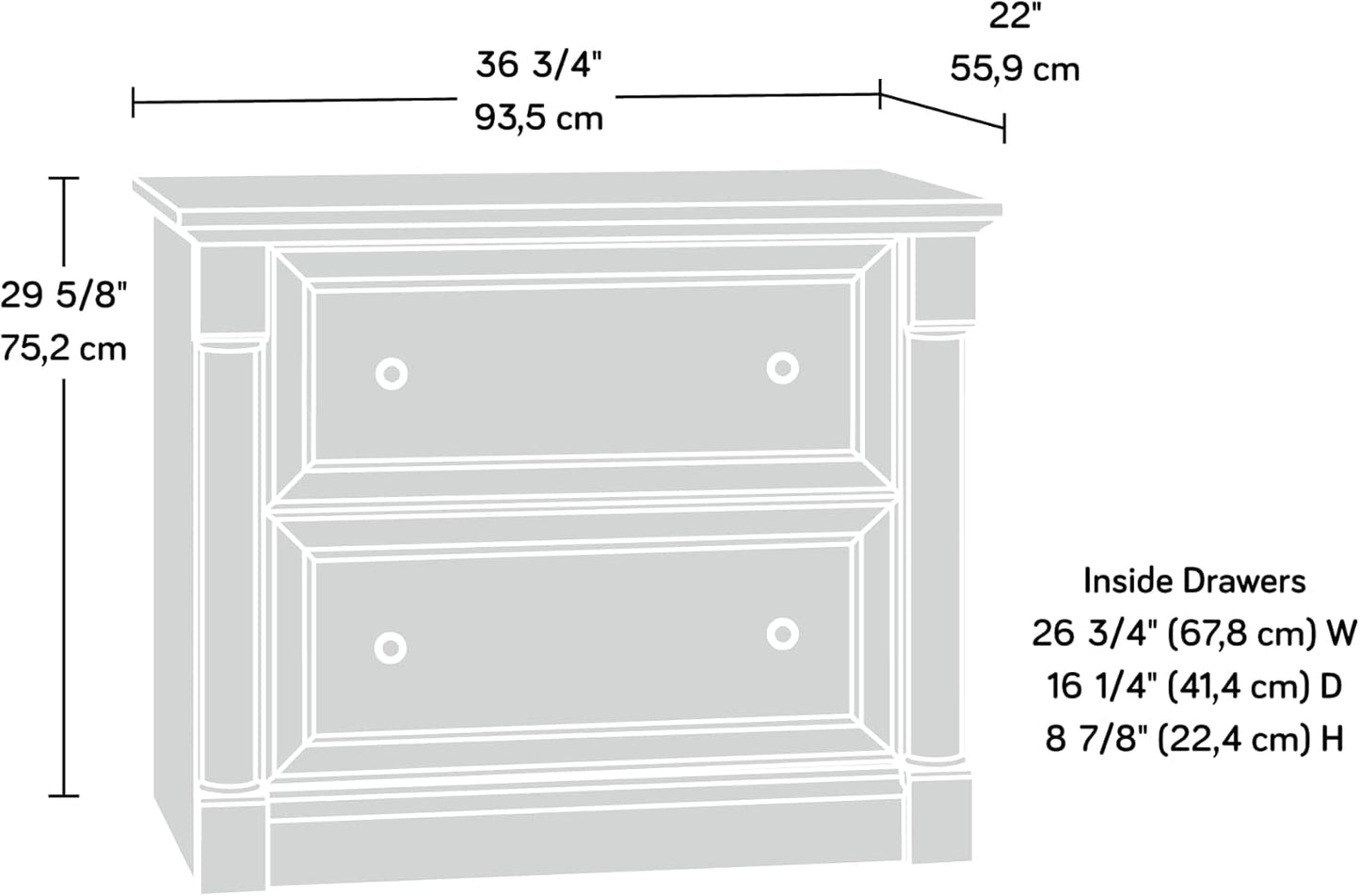 Palladia 2 Drawer File Cabinet, Lateral Filing Cabinets for Home Office, Hanging File Folders Organizer, Interlocking Drawers, in Wind Oak Finish-2