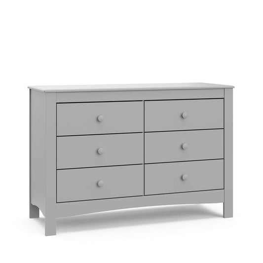 Pebble Gray 6 Drawer Double Dresser Nursery Kids-1