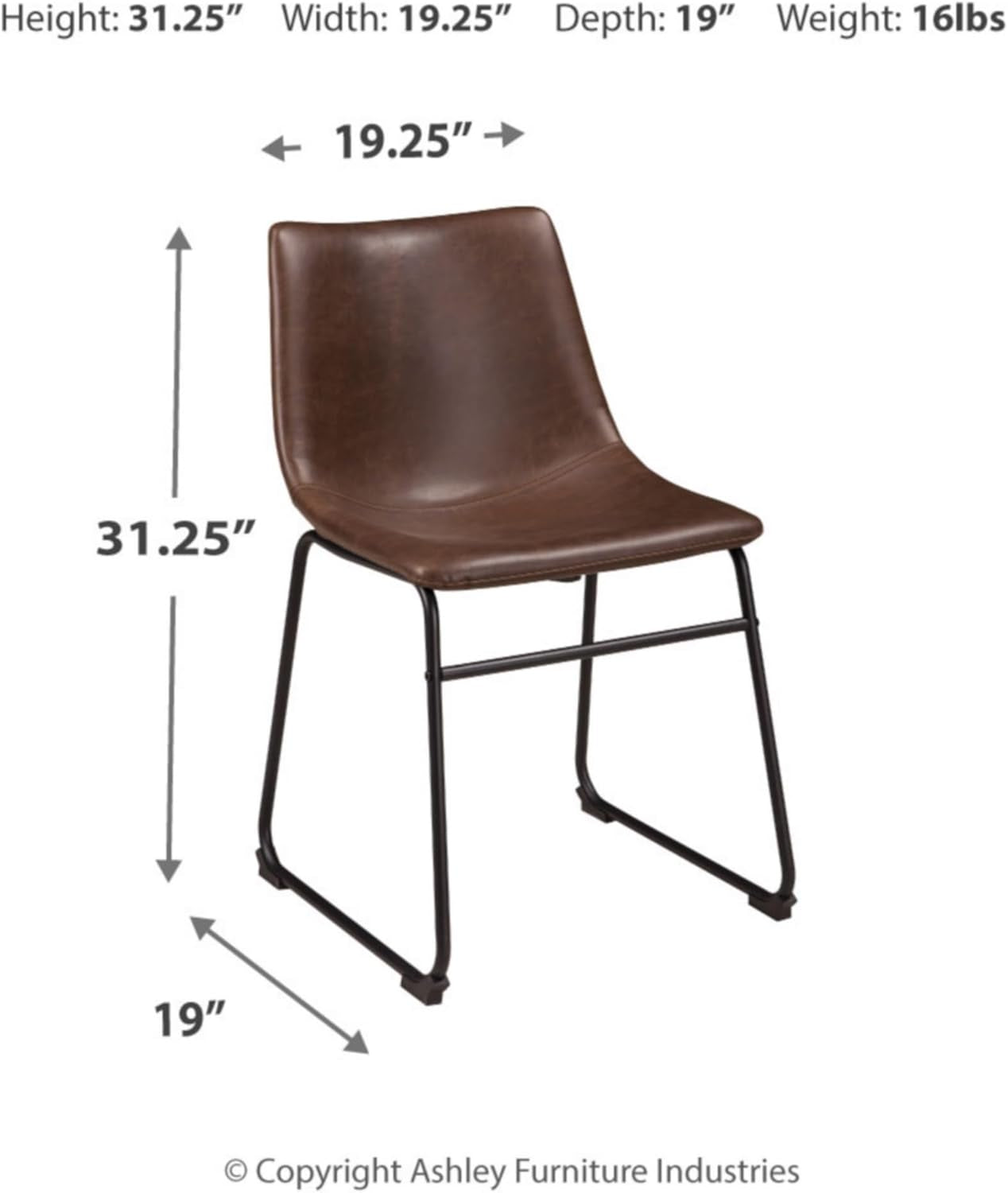 Mid Century Centiar 18.75" Dining Bucket Chair, 2 Count, Black and Brown-2