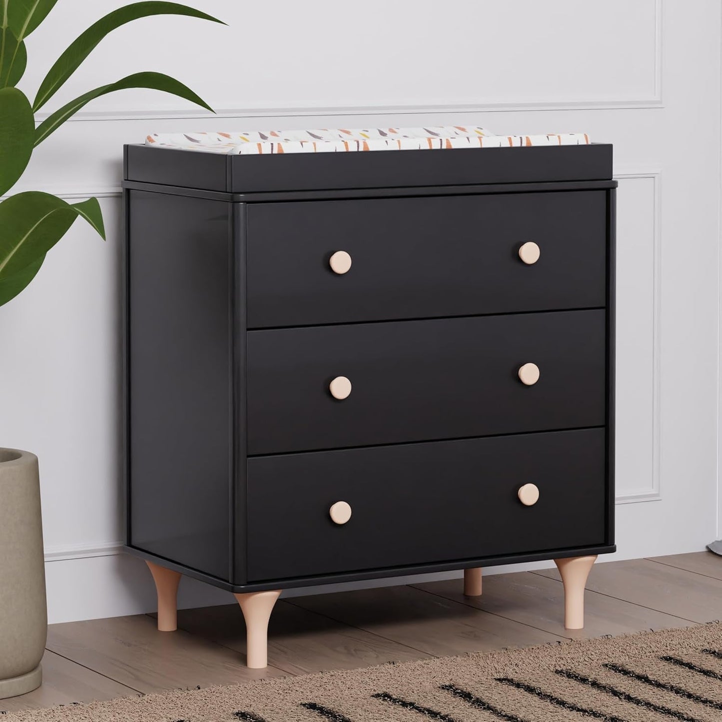 Lolly 3-Drawer Changer Dresser with Removable Changing Tray in Black and Washed Natural, Greenguard Gold Certified-4