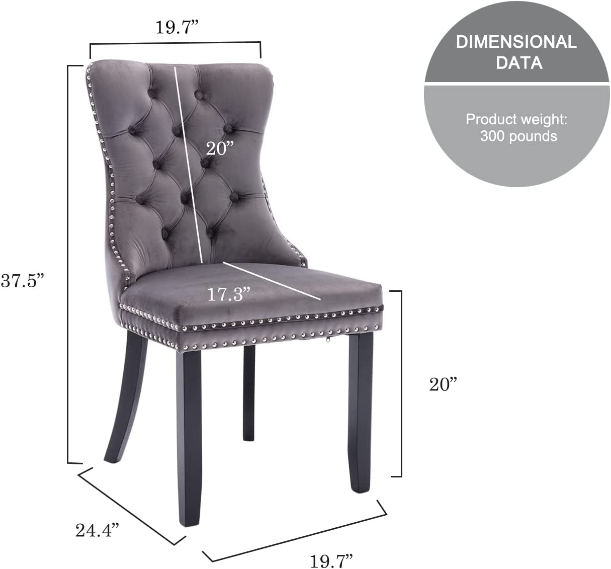 Grey Velvet Tufted Dining Chairs Set of 6-4