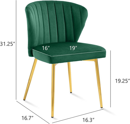 Tufted Dining Chairs Set of 4, Velvet Dining Chairs with Golden Metal Legs, Modern Upholstered Dining Chairs for Dining Room/Kitchen/Vanity, Green-1