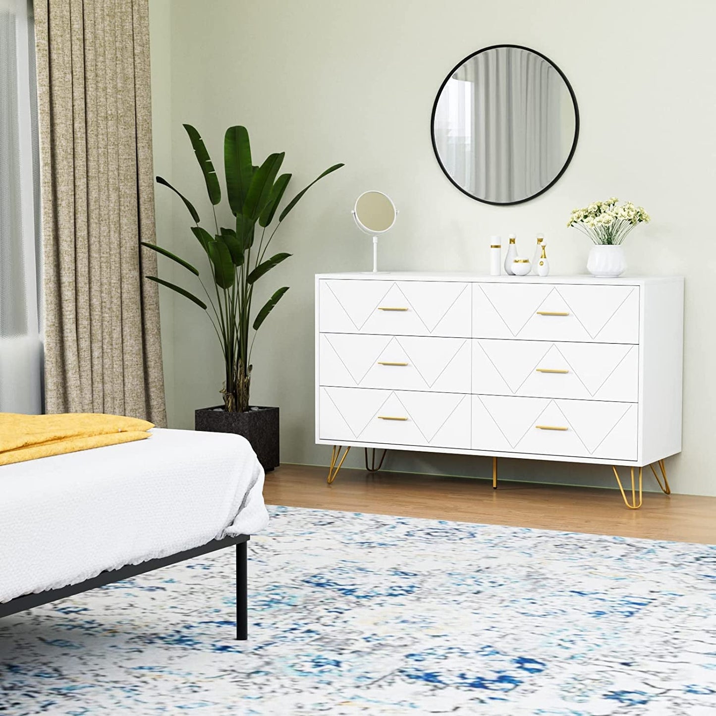 White 6-Drawer Dresser with Wide Drawers-4