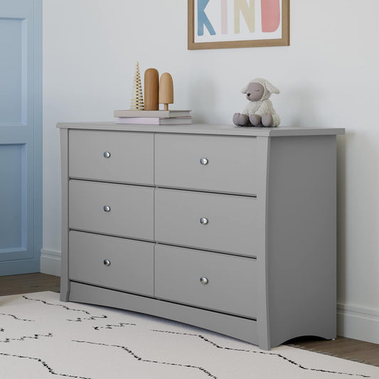 Crescent 6 Drawer Double Dresser (Pebble Gray) – GREENGUARD Gold Certified, for Nursery, Dresser, Kids Nursery Organizer, Chest of Drawers-1