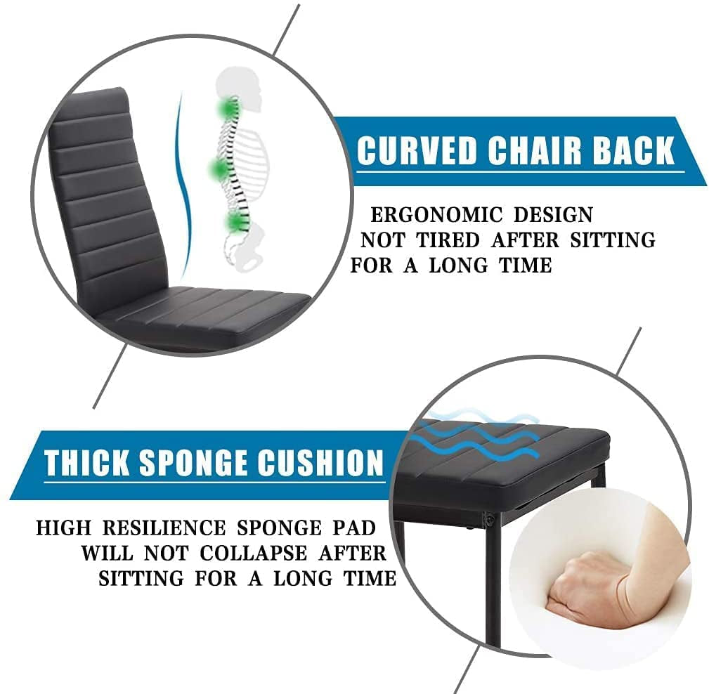 Modern Black 5-Piece Kitchen Table and Chair Set-4