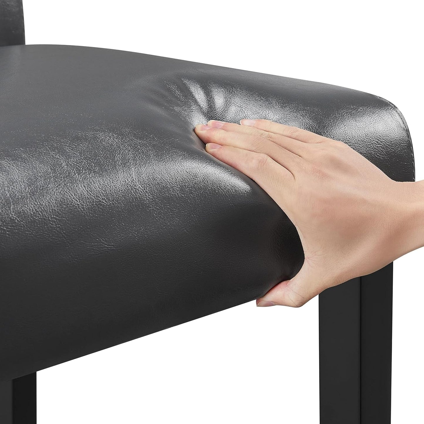 Button Tufted Dining Chairs Parsons Chair Set of 2, Faux Leather Dining Room Chairs Side Chairs High Back for Home Kitchen Living Room, Gray-4