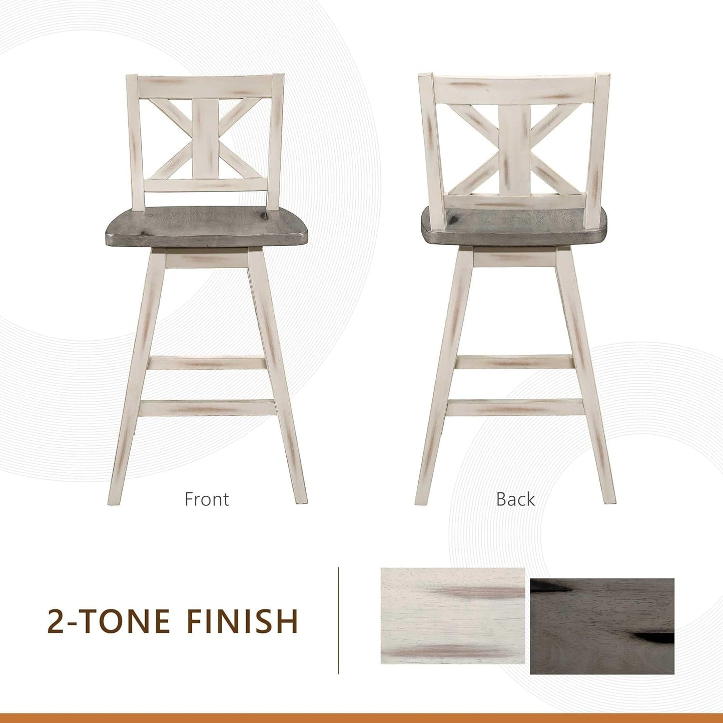 Amsonia Counter Height Swivel Barstool (Set of 2), White-4