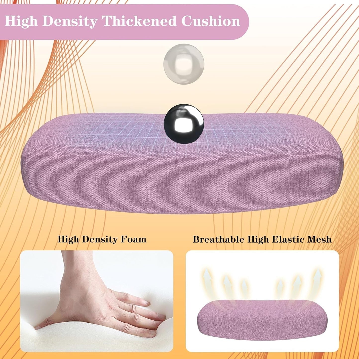 Ergonomic Mesh Office Chair, High Back Computer Desk Chair with Adjustable Lumbar Support & Headrest, Swivel Task Chair with Flip-Up Armrests for Home & Office (English, Light Purple)-4