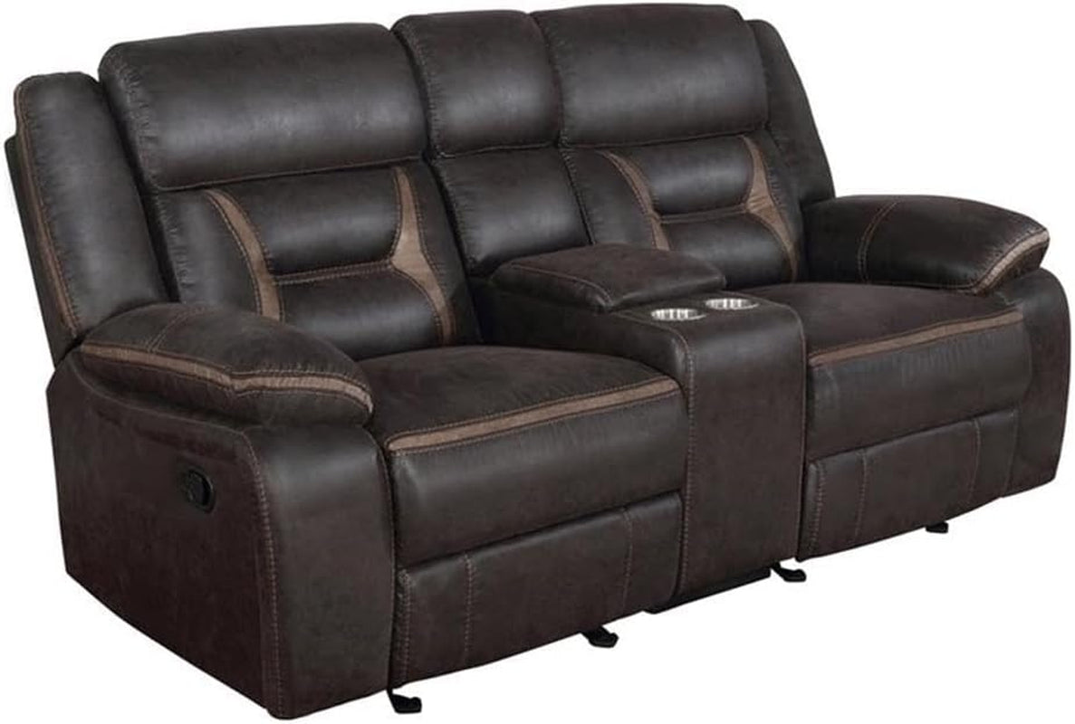 2-Piece Faux Leather Upholstered Motion Living Room Set Brown-4