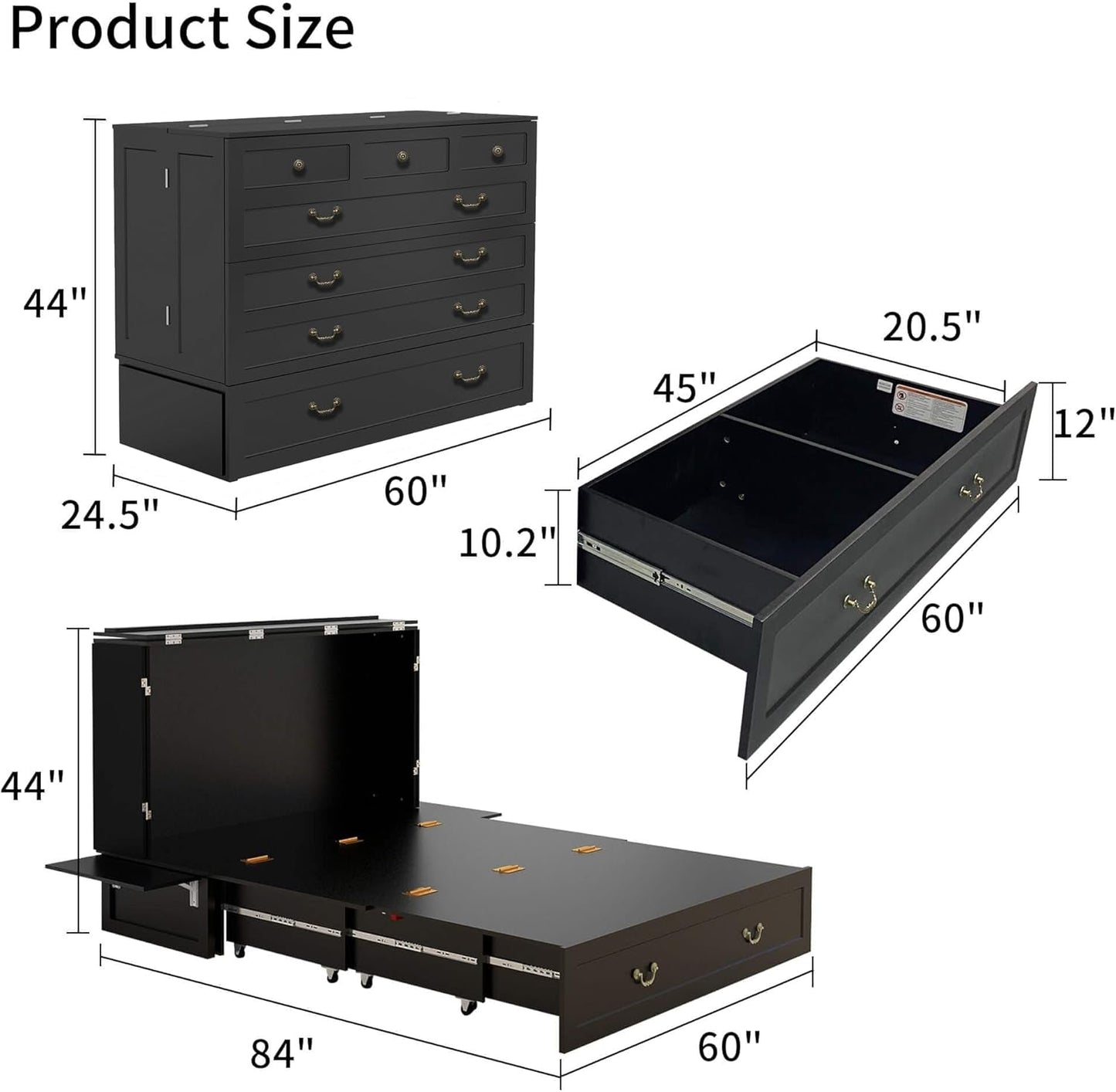 Queen Murphy Bed Cabinet with Charging Station Design-2
