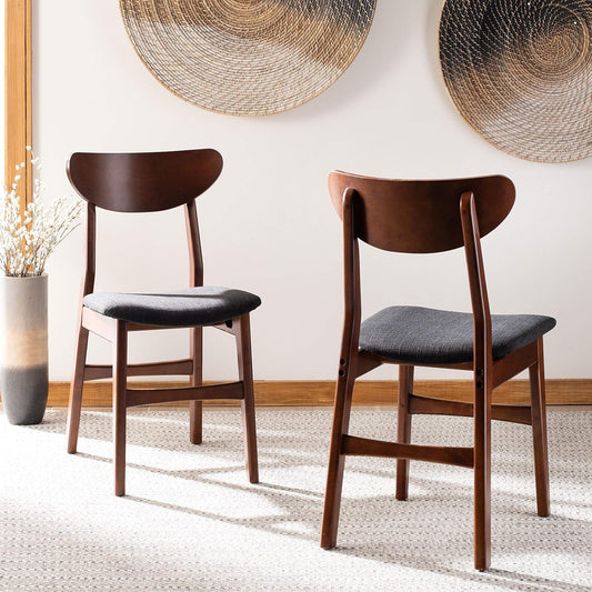 Home Lucca Retro Walnut and Black Cushion Dining Chair, Set of 2-1