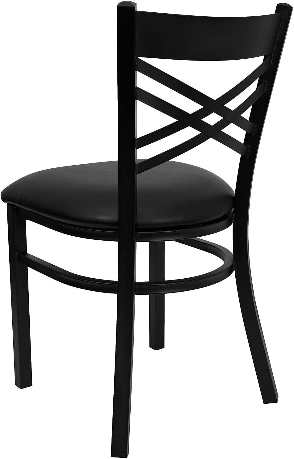 Hercules Series "X" Back Metal Restaurant Chairs, Modern Upholstered Armless Dining Chairs for Restaurants/Kitchens, Set of 2, Black-4