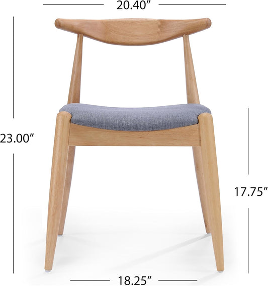 Francie Fabric with Oak Finish Dining Chairs, 2-Pcs Set, Grey / Oak-1