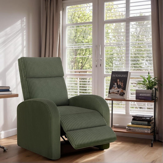 Recliner Chair Adjustable Home Theater Single Recliner Sofa Furniture with Thick Seat Cushion and Backrest Modern Living Room Recliners (Corduroy, Green)-1