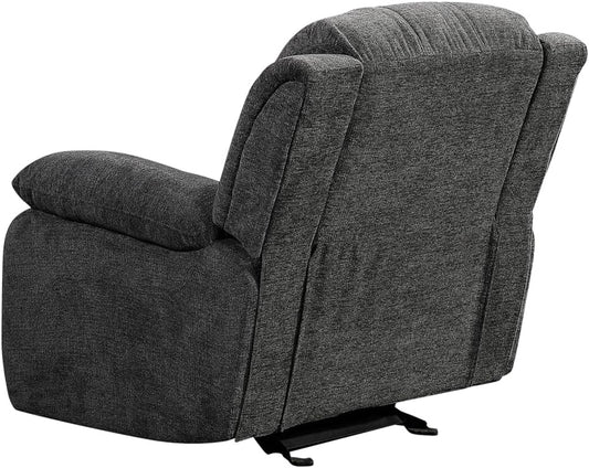 Soft Microfiber Reclining Sofa Set, Drop down Table, Cupholder Console, Living Room Set, Sofa Loveseat Glider Chair 8018M (Dark Grey, Chair)-1