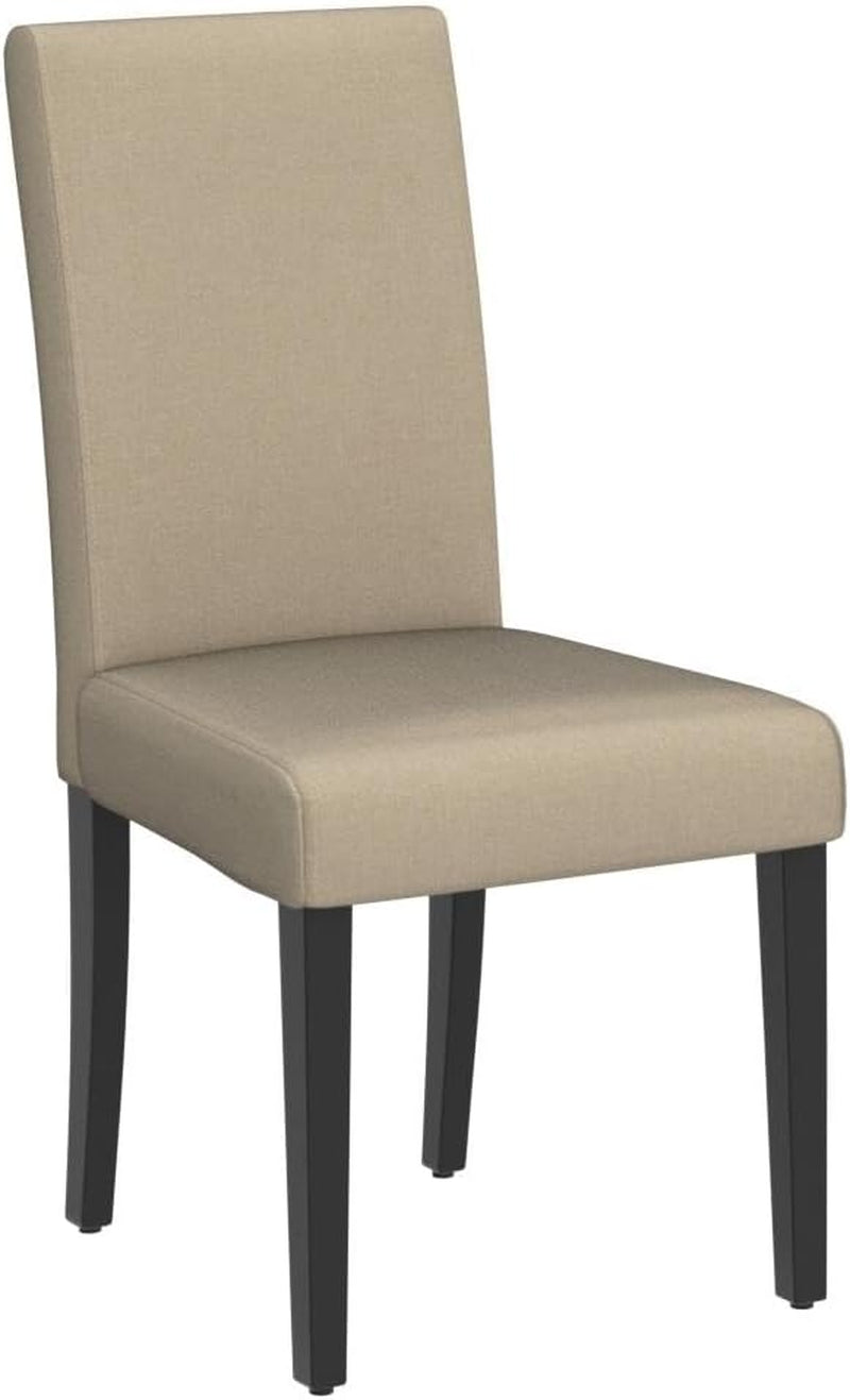 Dining Chair Fabric Parson Chair Modern Stylish Upholstered Kitchen Living Room Padded Chair Armless Side Chair with Solid Wood Legs Set of 4, Khaki-4