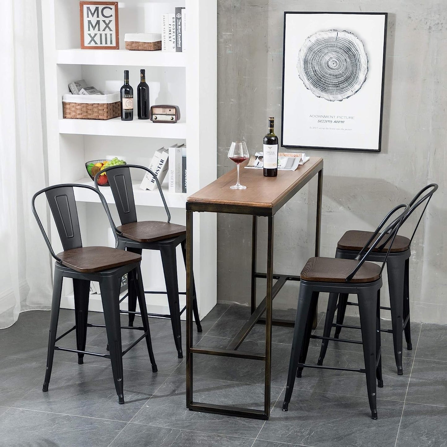 Swivel Counter Height Bar Chairs with Back, Set of 4-4