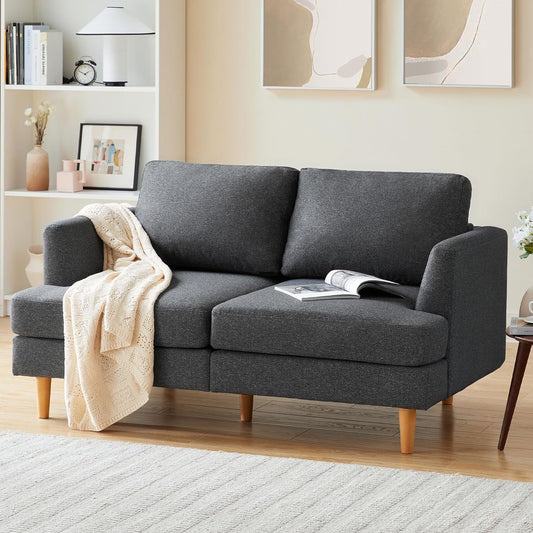 Modern Dark Grey Loveseat for Small Spaces-1