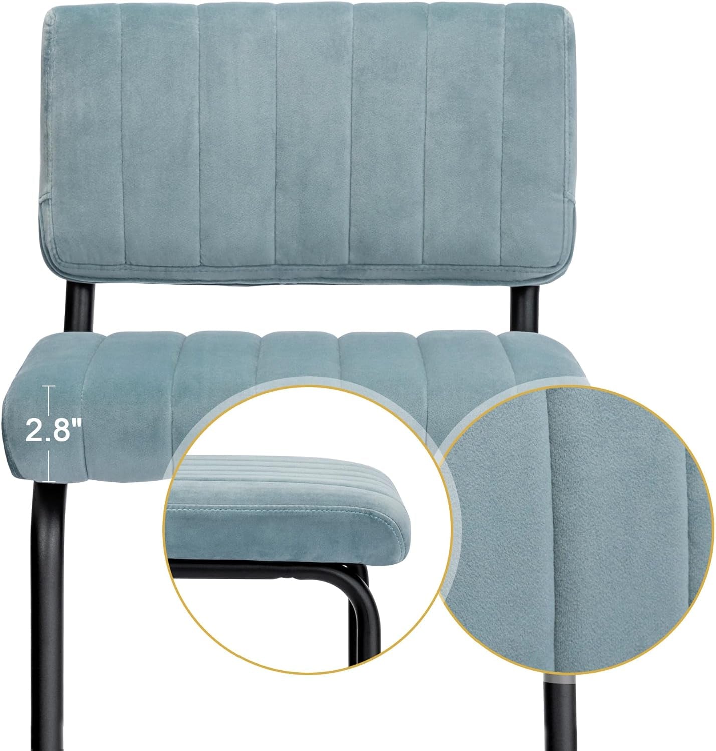 30'' Modern Bar Stools with Tufted Backs, Upholstered Velvet Fabric Bar Height Stools Chairs, Mid Century Cantilever Barstools for Kitchen Island Pub Set of 2-2