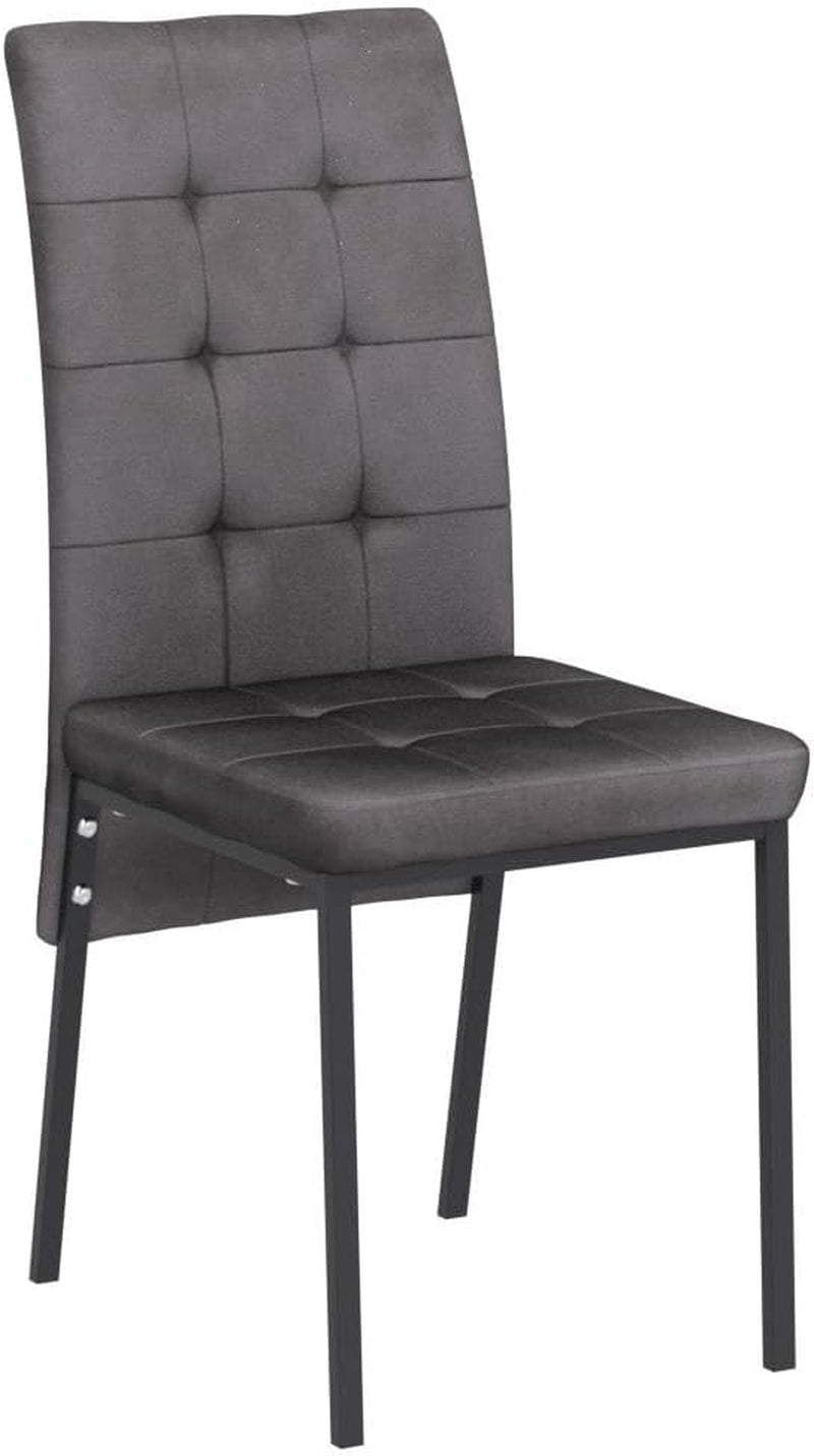 Upholstered Velvet Dining Chairs Classic Kitchen High Back Chairs Set of 4, Featured Dovetail Tufted Side Chairs, Black Metal Legs, Grey-4