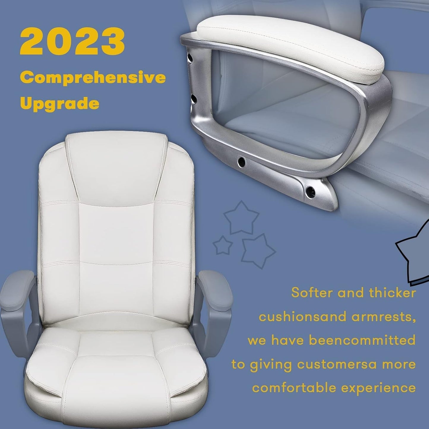 Home Office Chair, 400LBS Big and Tall Chair Heavy Duty Design, Ergonomic High Back Cushion Lumbar Back Support, Computer Desk Chair, Adjustable Executive Leather Chair with Armrest-3