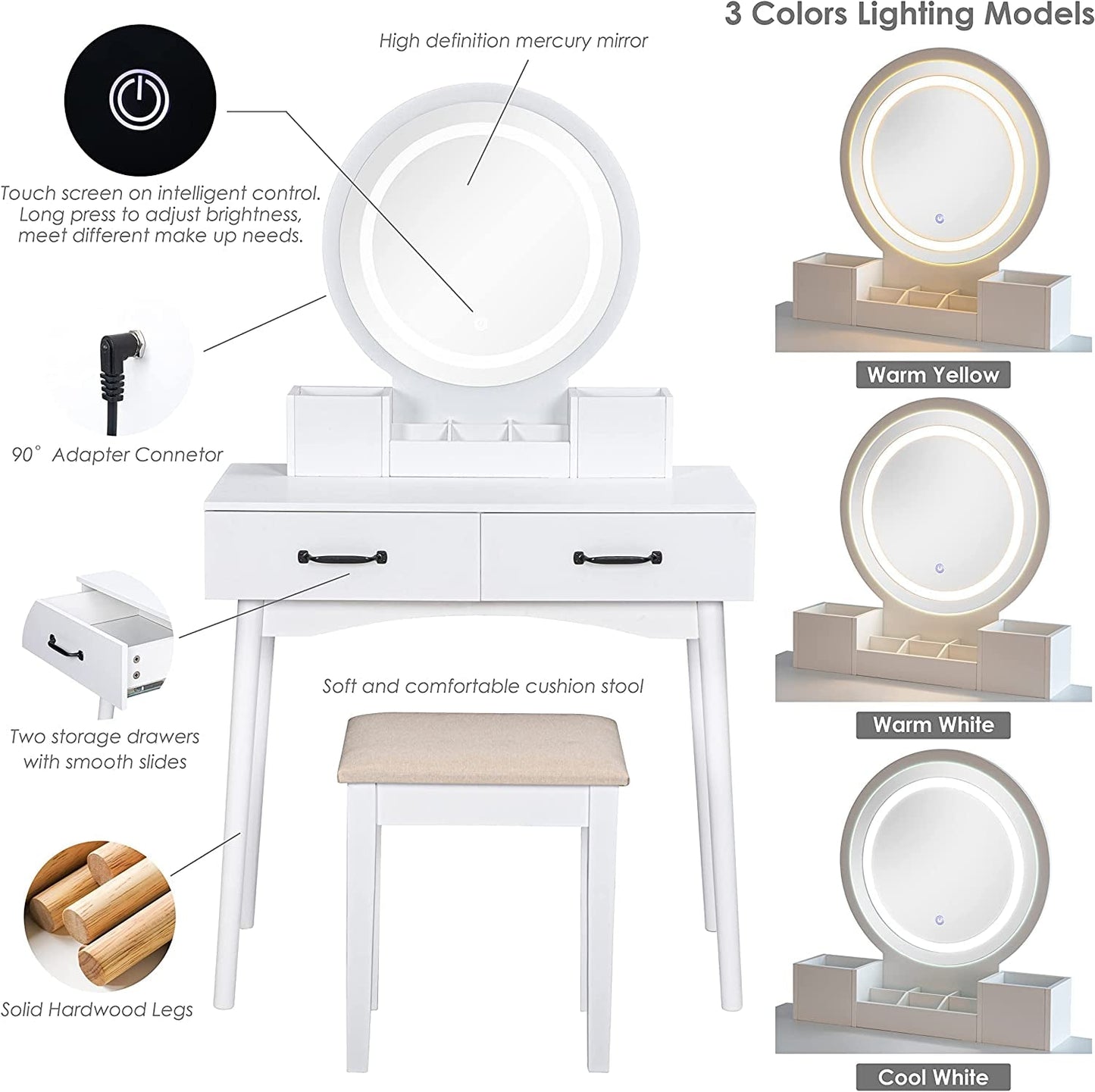 LED Lighted Makeup Vanity Set with Mirror-3
